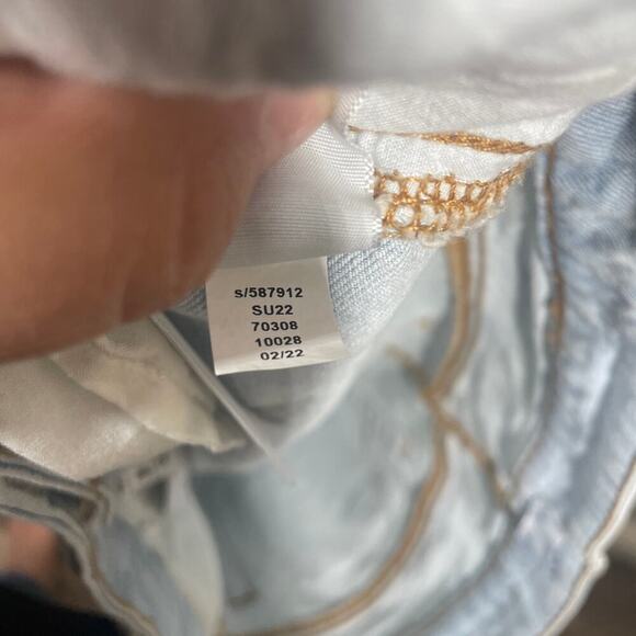 Loft 12/31 Roll Short Denim Jeans Blue Washed Cut Off Curvy Mid Rise Cuffed Hem - Picture 9 of 12